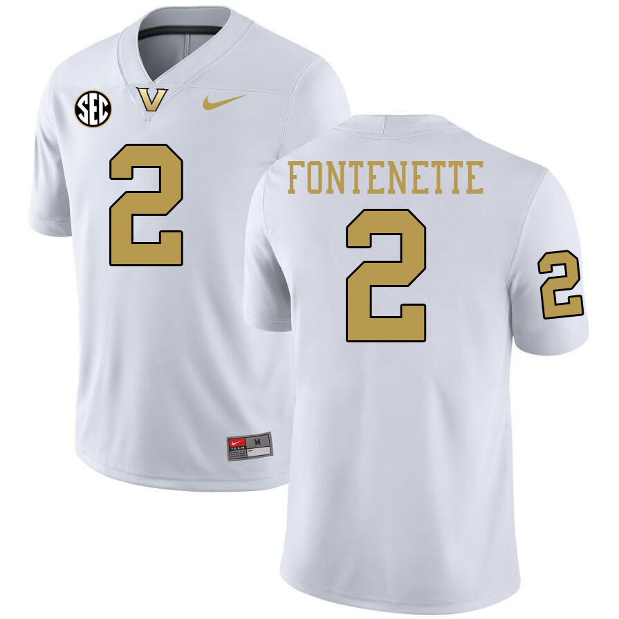 Vanderbilt Commodores #2 Randon Fontenette College Football Jerseys 2024 Uniforms Stitched-White